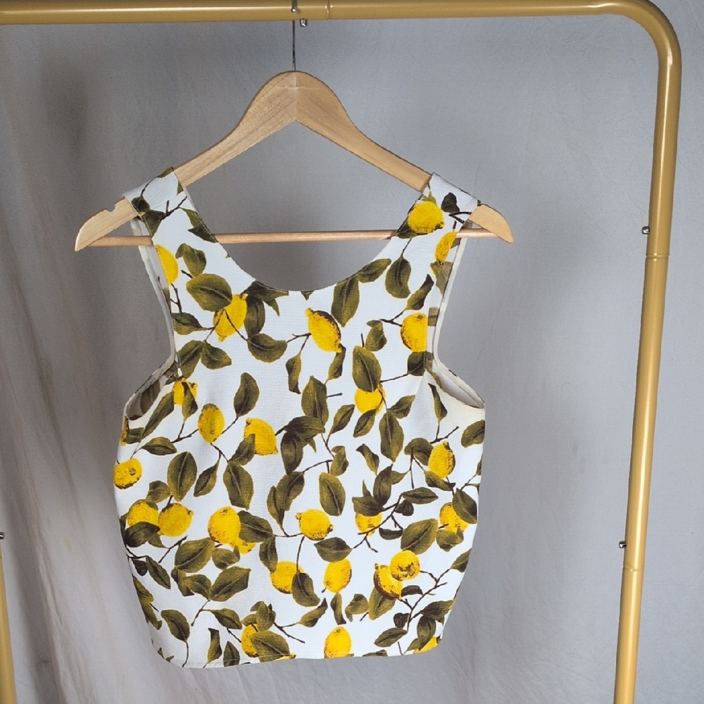 Vintage ZARA Basic Collection lemon print Sleeveless Top Sz XS